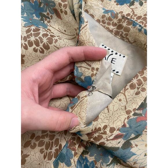 ICE Vintage Silk Beaded Blouse Womens Size 3X Beige‎  Blue Boho Floral - Picture 8 of 10